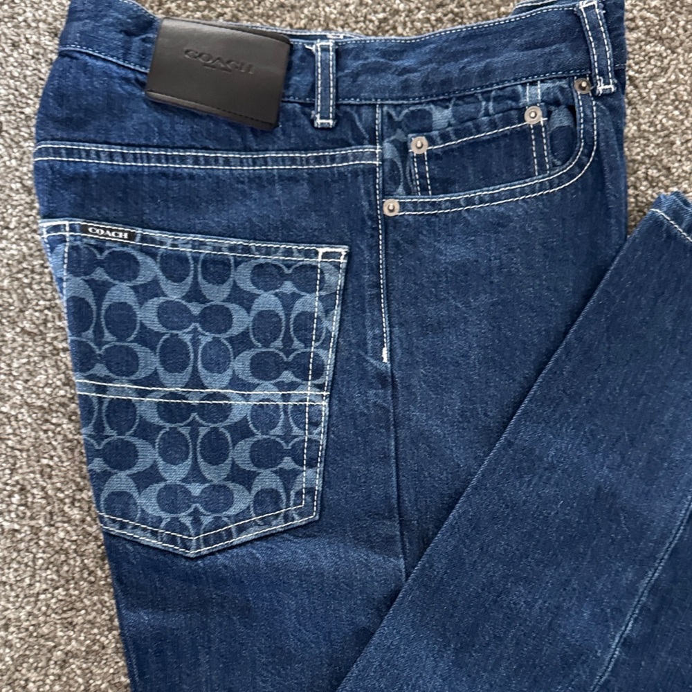 💙😍Coach Dark Blue Straight Leg Jeans 👖 unisex size28 - Picture 13 of 16